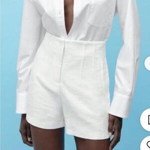 NWT ZARA High-Waisted Textured Shorts